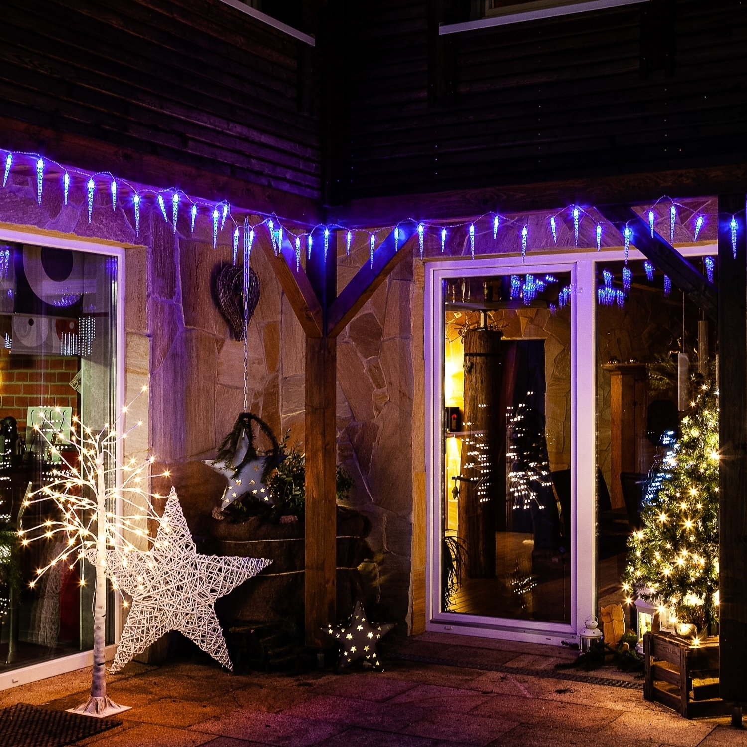 LED Lichterkette Beleuchtung Eiszapfen Weihnachten Deko Innen Außen Timer  IP44