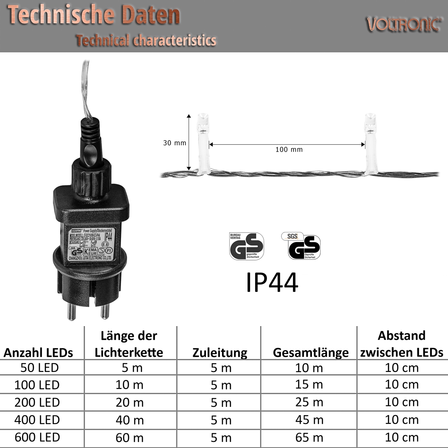 VOLTRONIC 50 100 200 400 600 LED Lichterkette ...