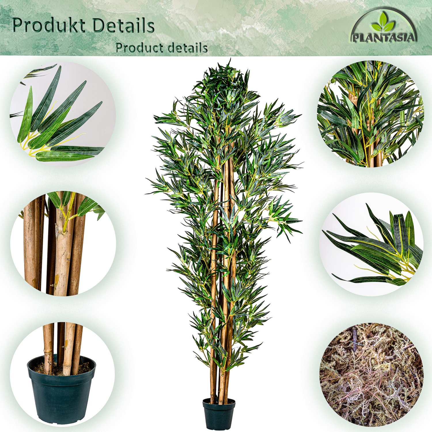 Kunstpflanze PLANTASIA/® Bambus-Strauch Kunstbaum 160 cm Echtholzstamm Schadstoffgepr/üft